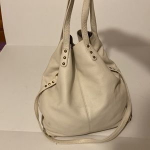 Elliott Luca Boho Satchel Bag in white pebbled leather